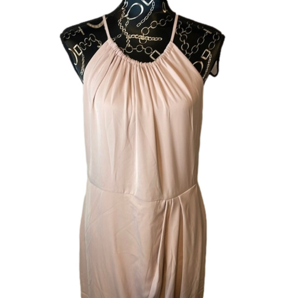 Halter Neck‎ Sleeveless Tulip Hem Blush Pink Midi Dress Party Cocktail - Picture 5 of 11